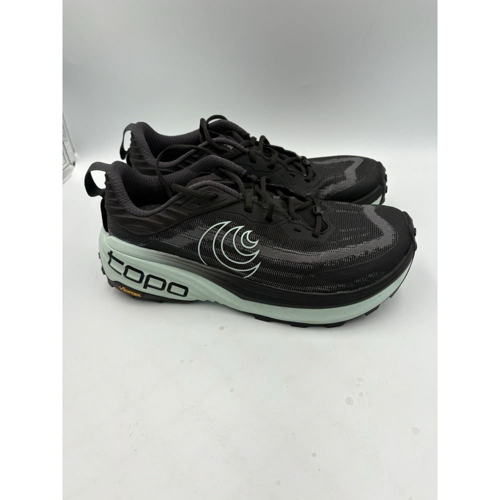 Topo Athletic Vista Mens Trail Running Sneakers Black Grey Size 9 Vibram Sole - Picture 1 of 11